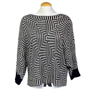 Black and Tan Cleo Patterned Knit Sweater - Women's Size Large